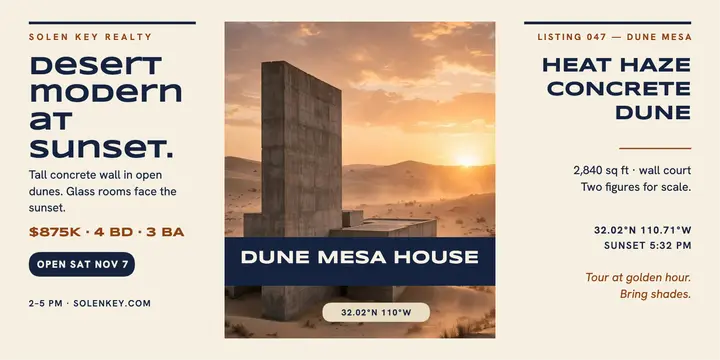 Dune Mesa House desert listing post template