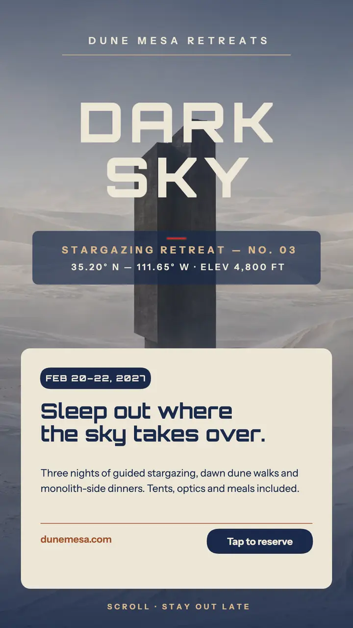 Dune Mesa stargazing retreat story template