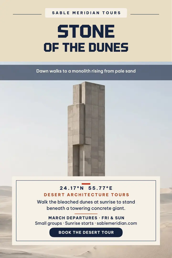 Sable Meridian desert monolith tour poster template