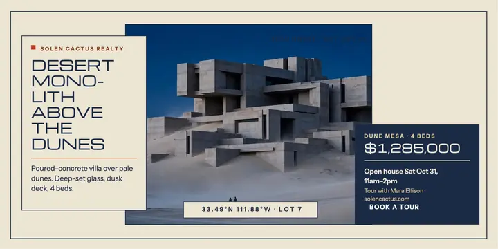 Desert monolith villa open house x-post template