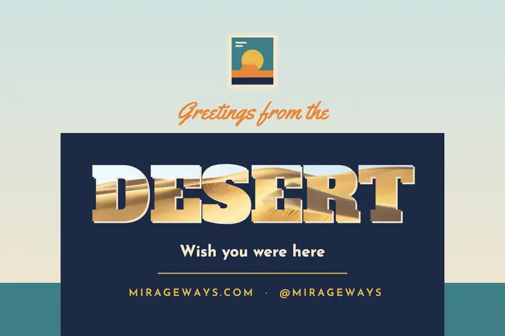 DESERT photo letters retro postcard template