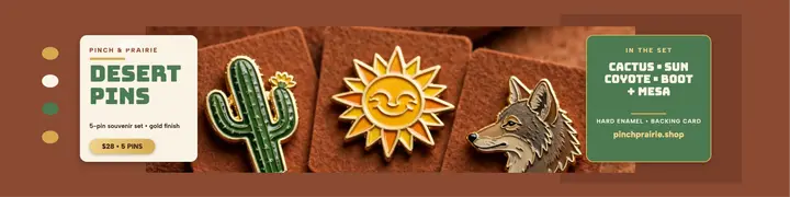 Pinch and Prairie desert pin set banner template
