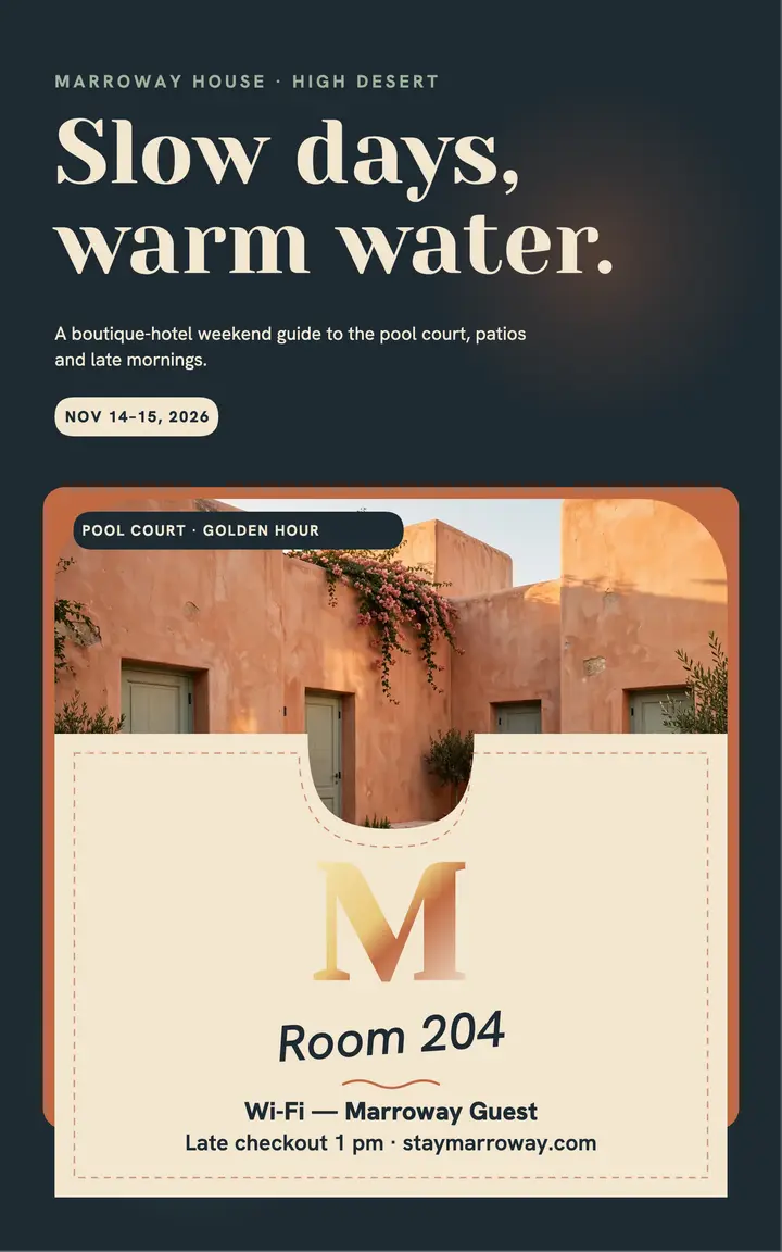 Marroway House pool weekend guide template