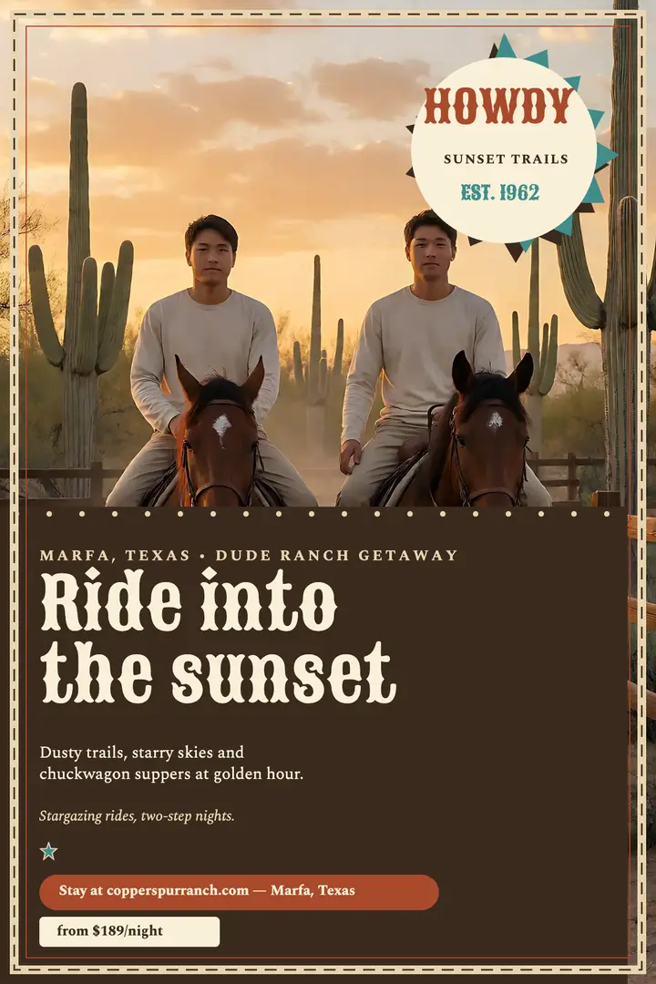 Copper Spur desert ranch getaway poster template