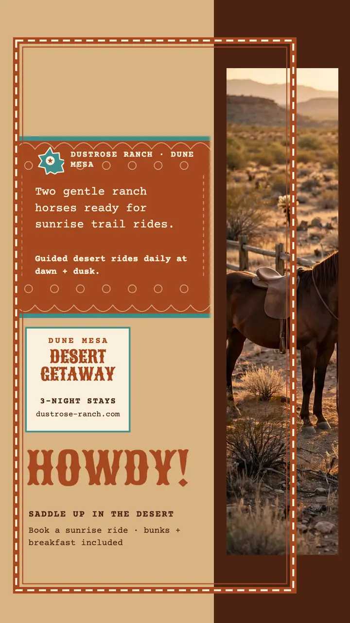 Dustrose Ranch desert getaway story template