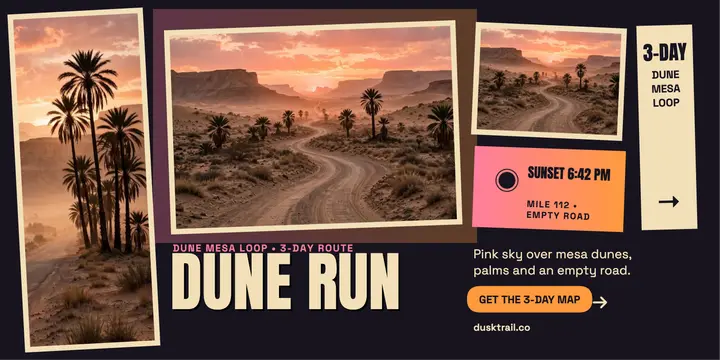 Dusktrail dune loop road-trip collage post template
