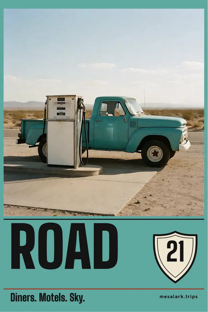 Mesalark desert road trip poster template