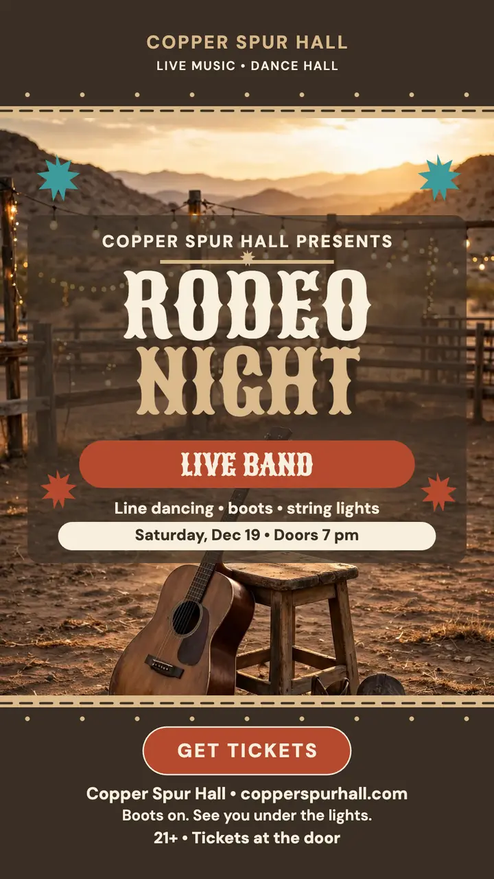 Copper Spur rodeo night story invite template