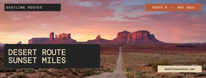 Dustline Routes desert road trip cover template