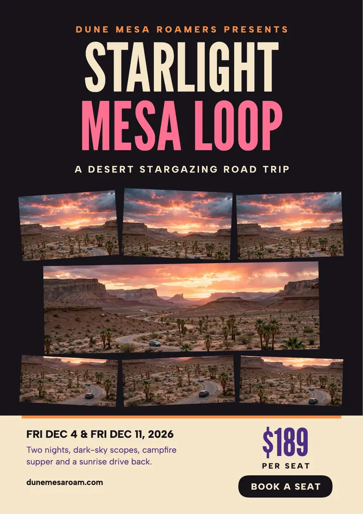 Starlight Mesa Loop desert trip flyer template