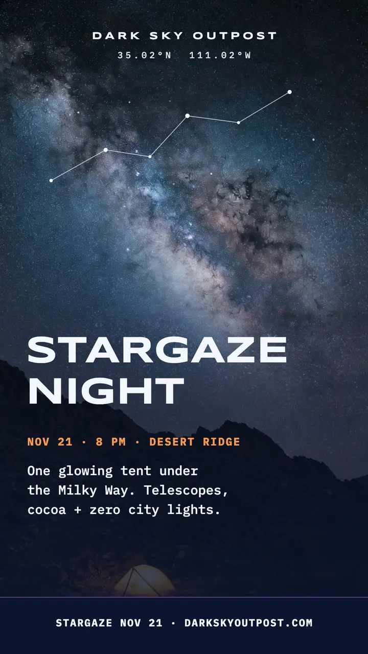 Dark Sky Outpost stargazing night story template