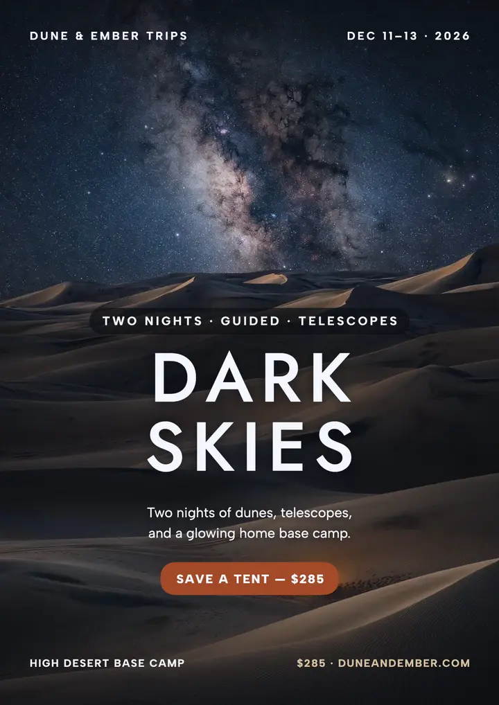 Desert stargazing weekend four-corner flyer template