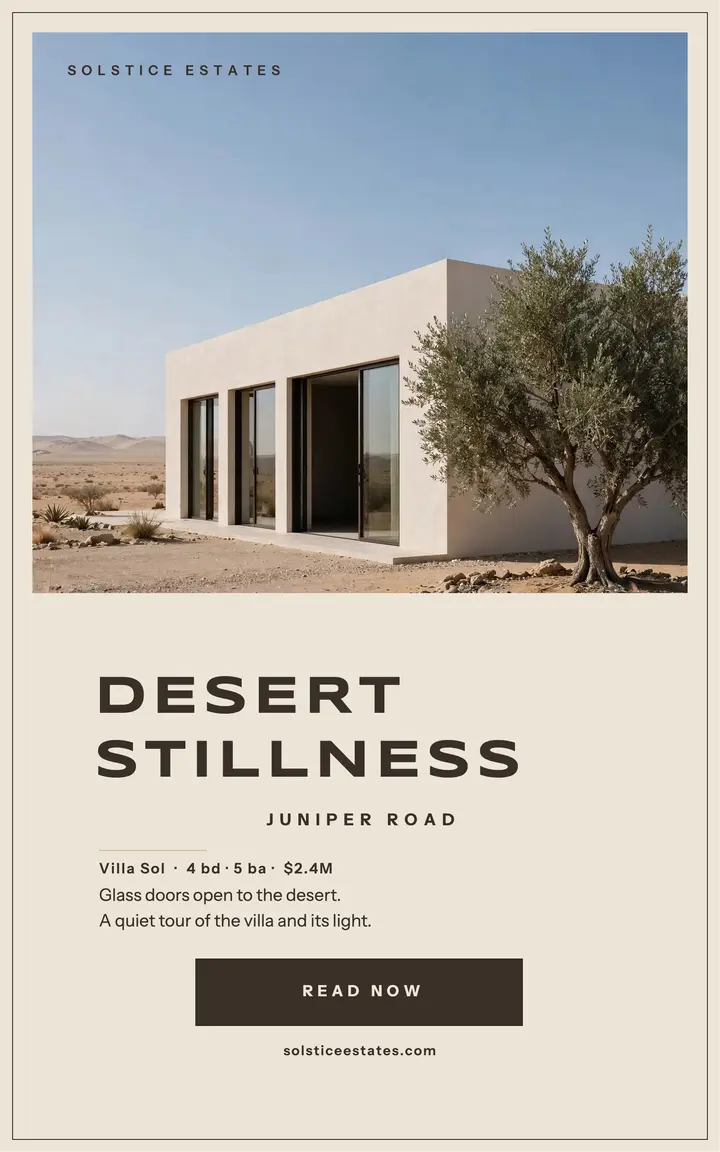 Desert villa quiet luxury ebook template