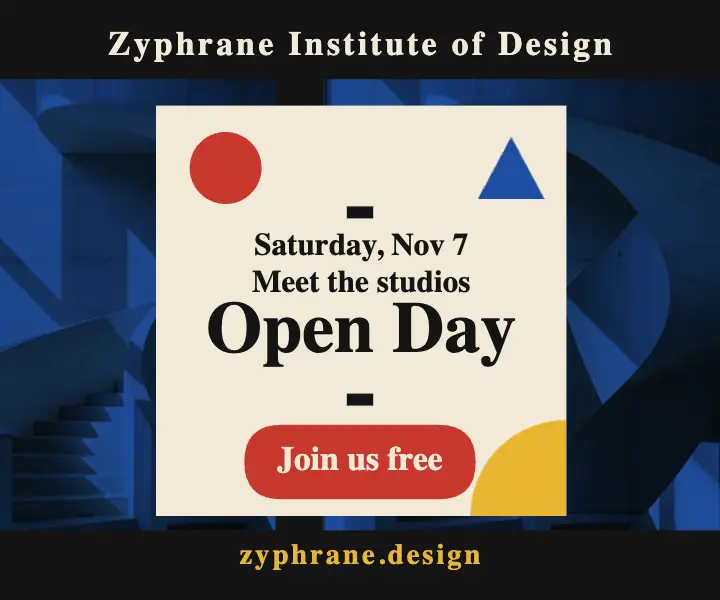 Zyphrane Institute of Design open day ad: design school open day ad template