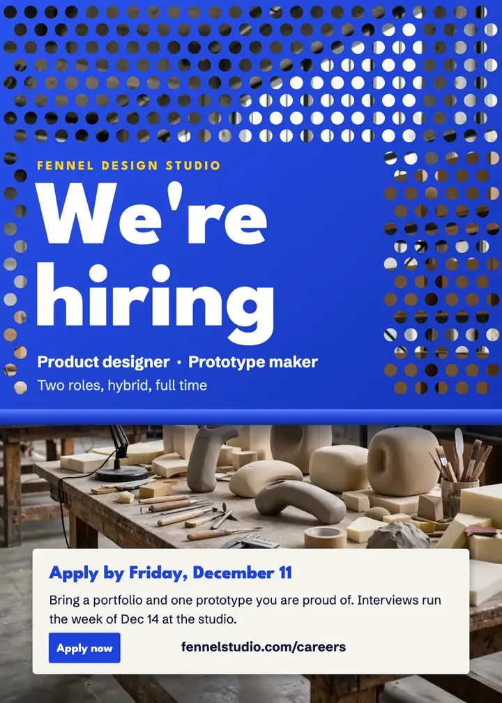 Fennel design studio hiring, perforated metal sheet template