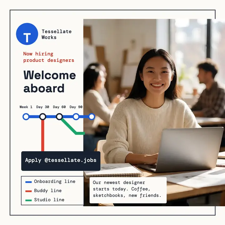 Designer onboarding metro map hiring post template