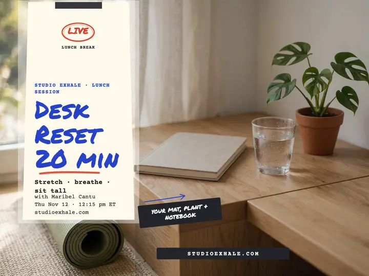 Desk reset lunchtime webinar projector slide: wellness webinar slide template