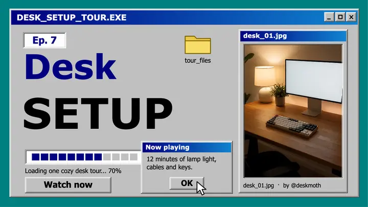 Deskmoth desk setup tour thumbnail template