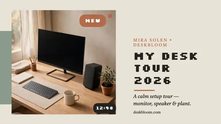 Deskbloom desk tour 2026 thumbnail template