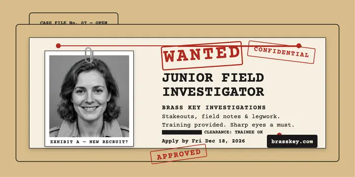 Brass Key investigator hiring dossier post template