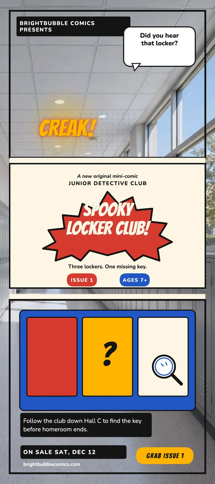 Spooky Locker Club mini-comic rack card template