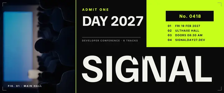 Signal Day developer conference ticket, ink-trap type template