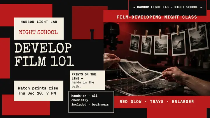 Develop Film 101 night class thumbnail template