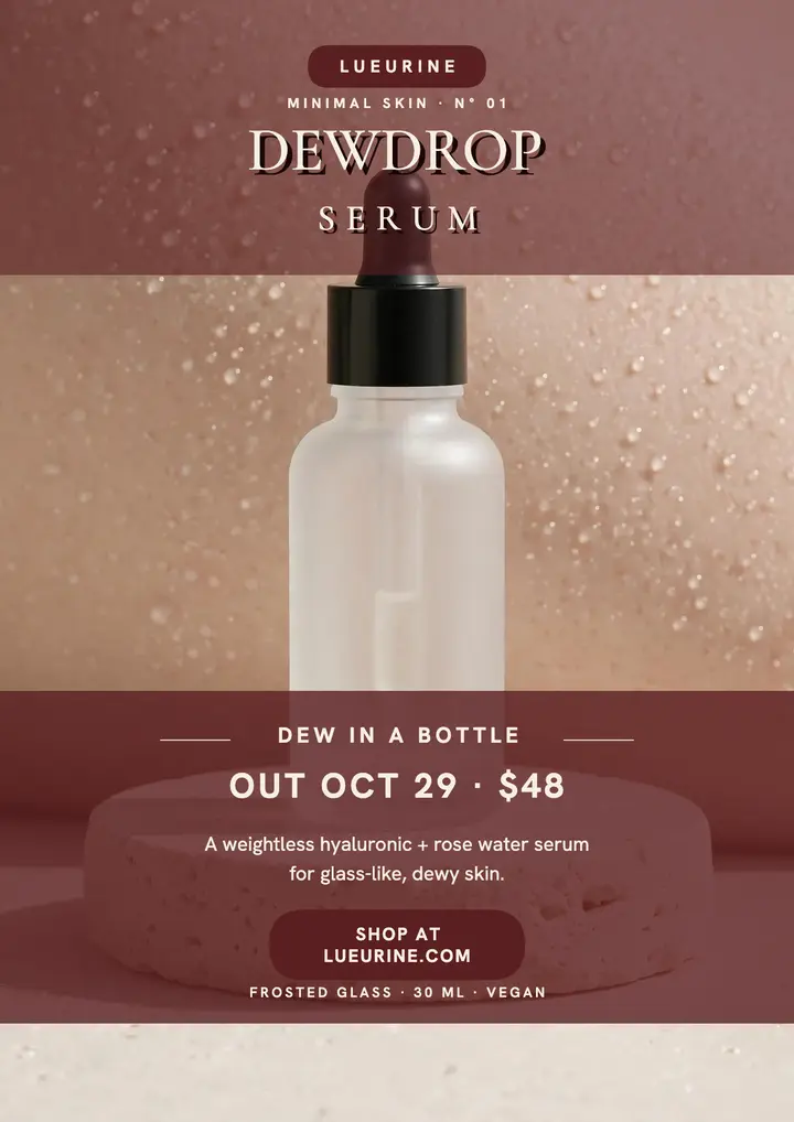 Lueurine Dewdrop Serum launch flyer template