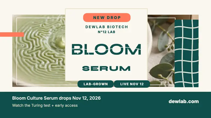 Dewlab serum launch thumbnail, turing style template