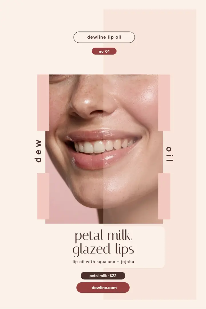 Dewline petal milk lip oil poster: lip oil poster template