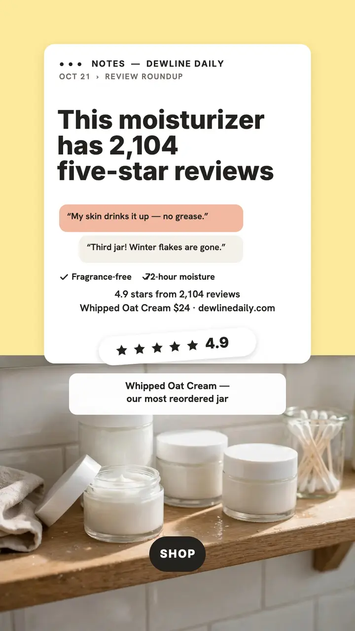 Dewline Daily moisturizer reviews notes story: skincare review story template