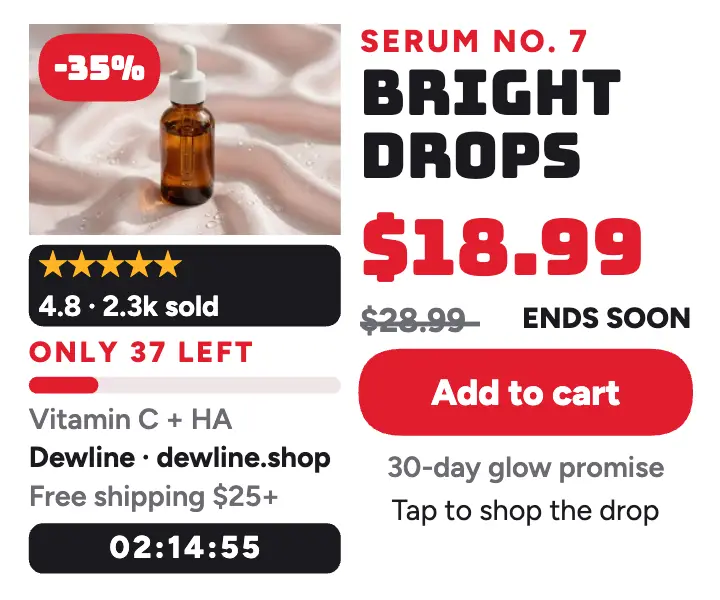 Dewline serum flash sale card template