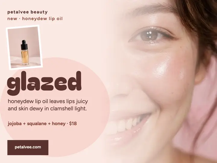 Petalvee honeydew lip oil dewy slide template