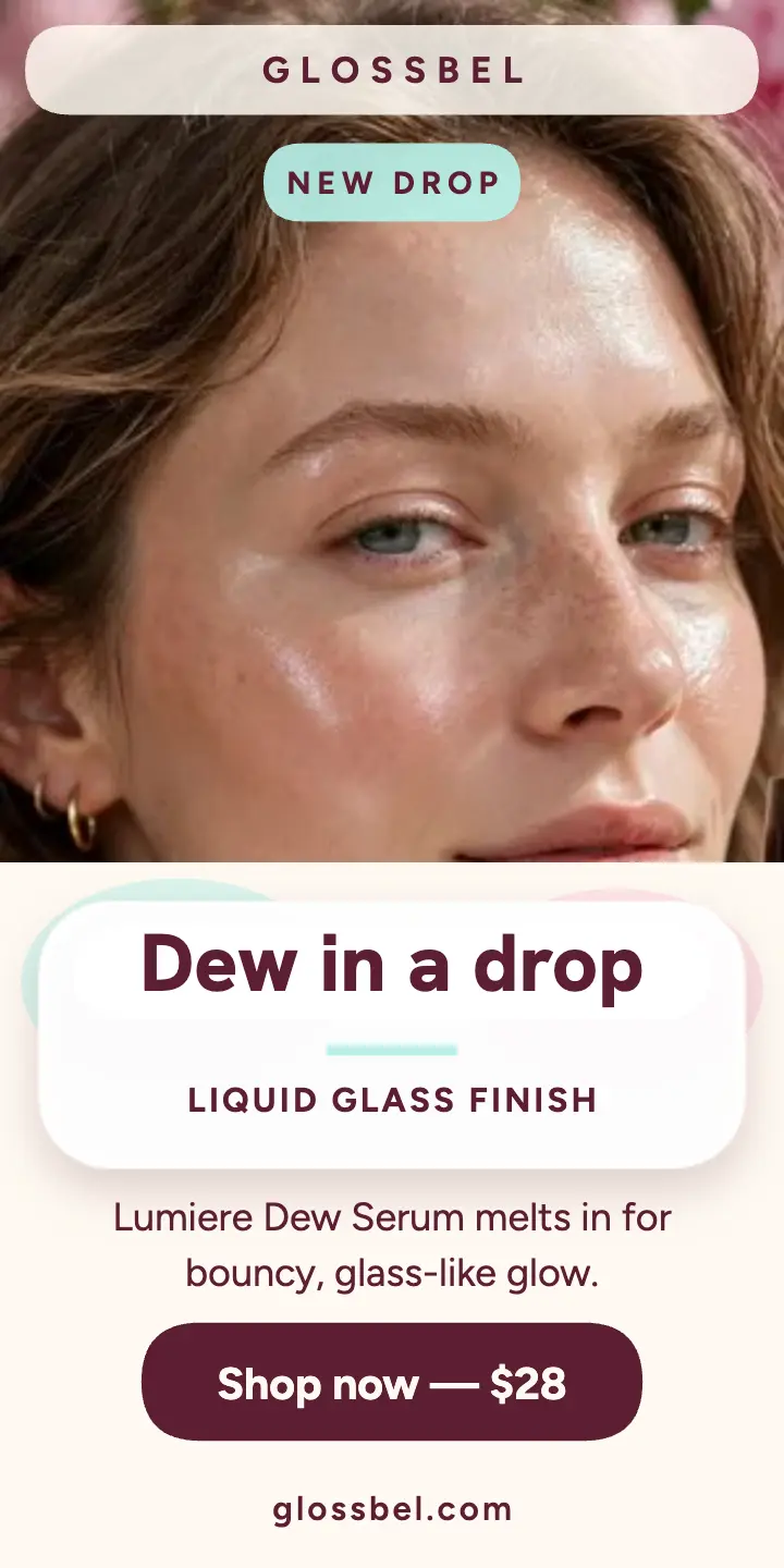 Lumiere Dew Serum glass lens ad template