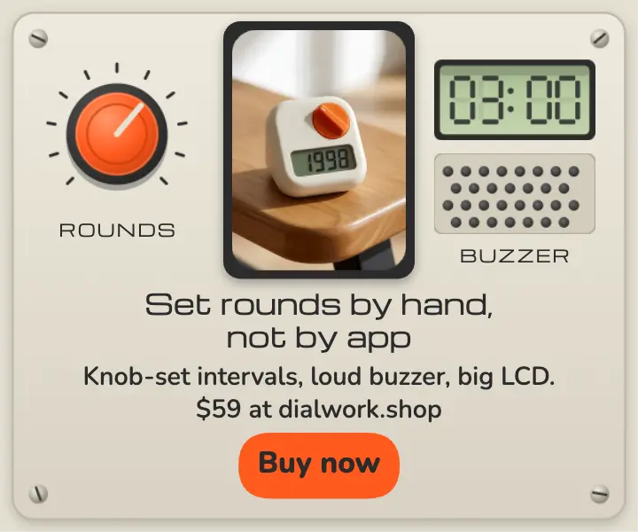 Dialwork R-1 interval timer product ad template