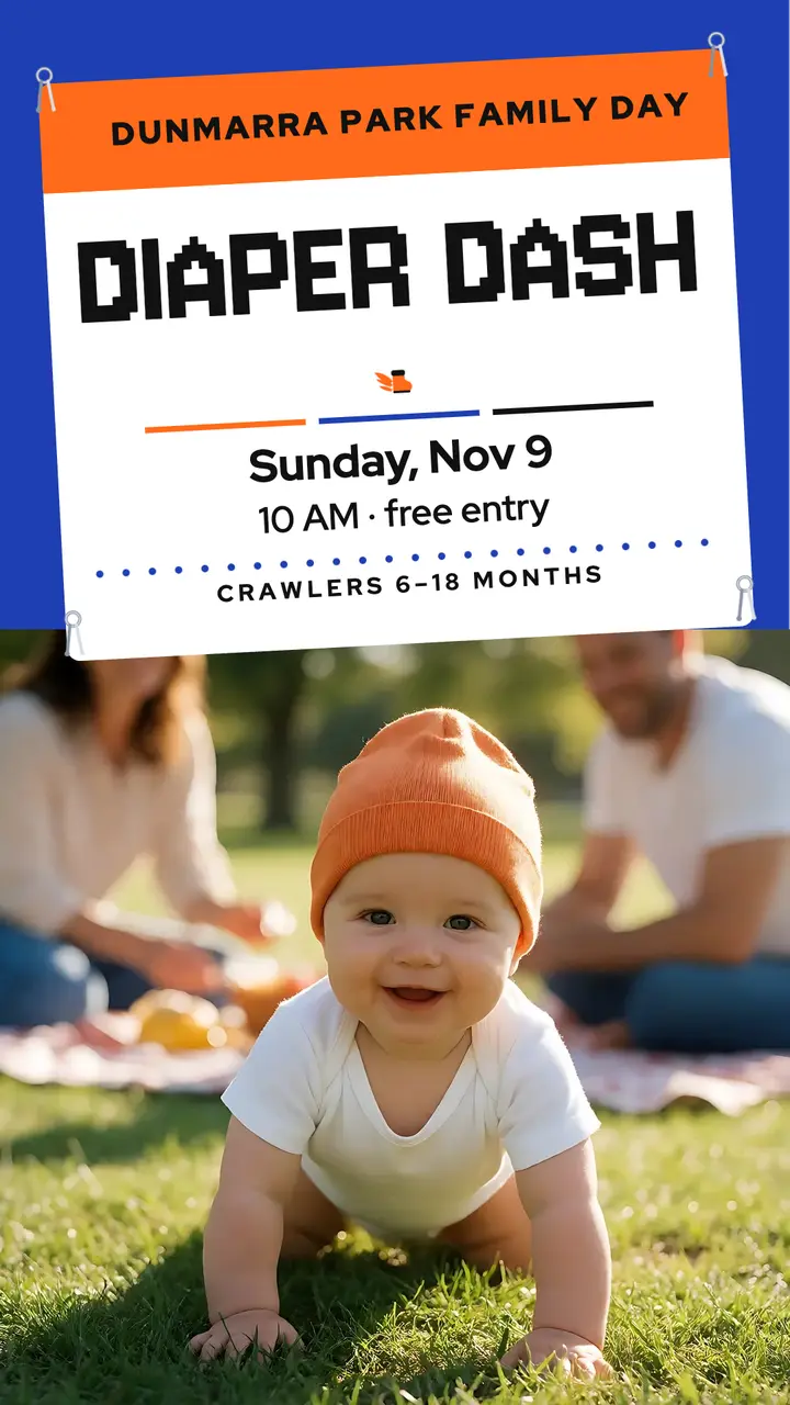 Dunmarra Park Diaper Dash bib story template