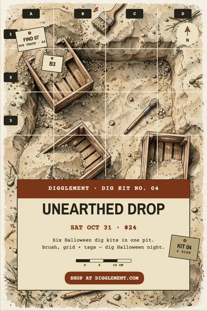 Digglement Unearthed Drop dig kit poster template
