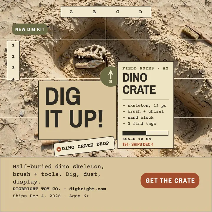 Digbright Dino Crate dig site launch template