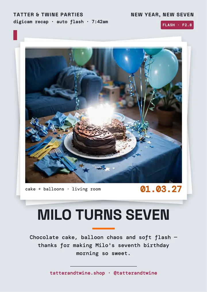Milo's birthday morning digicam recap template