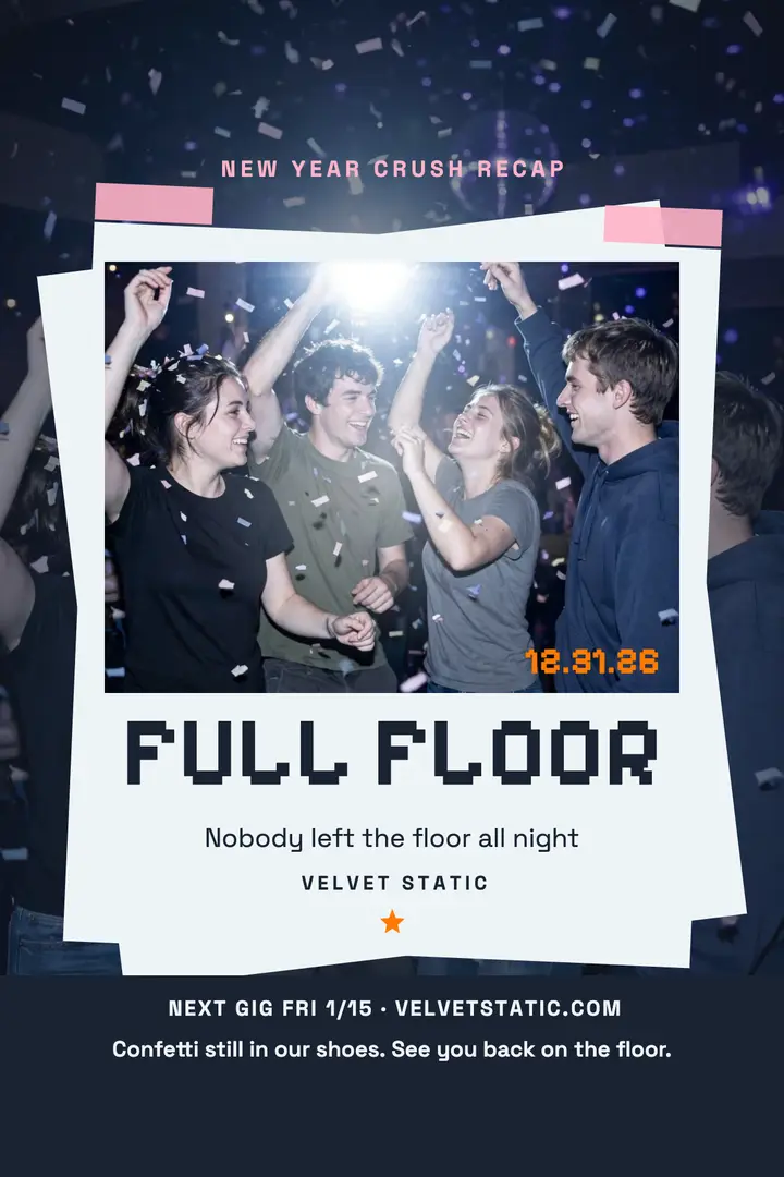 Velvet Static New Year floor recap: new year party recap poster template