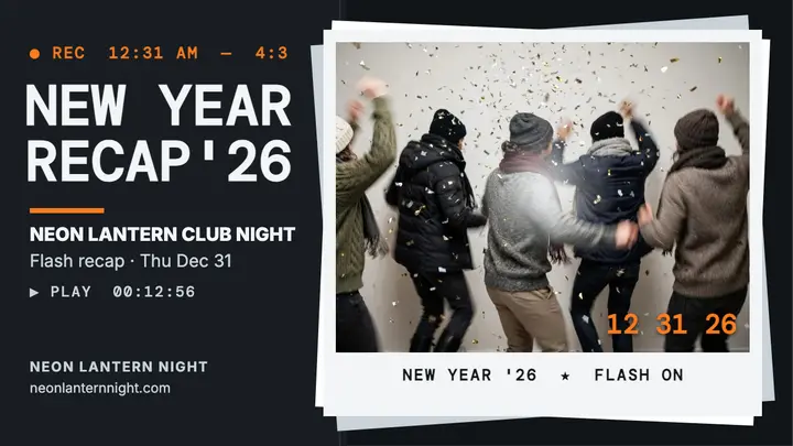 Neon Lantern New Year recap digicam thumbnail template