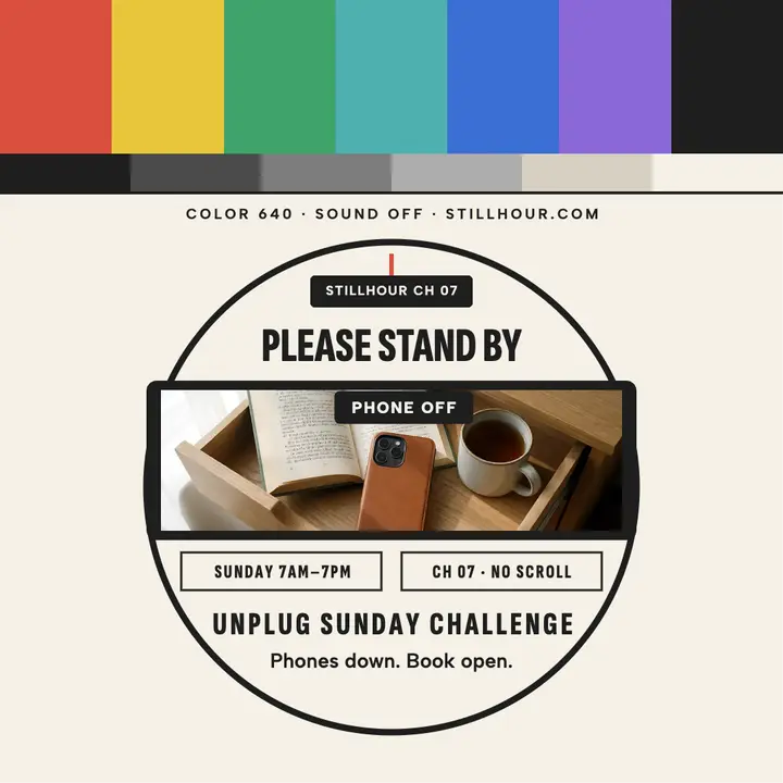 Stillhour unplug Sunday test card post template