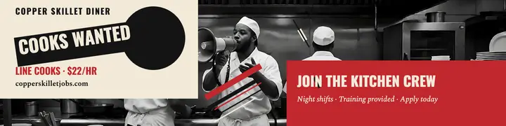 Copper Skillet line cooks hiring banner template