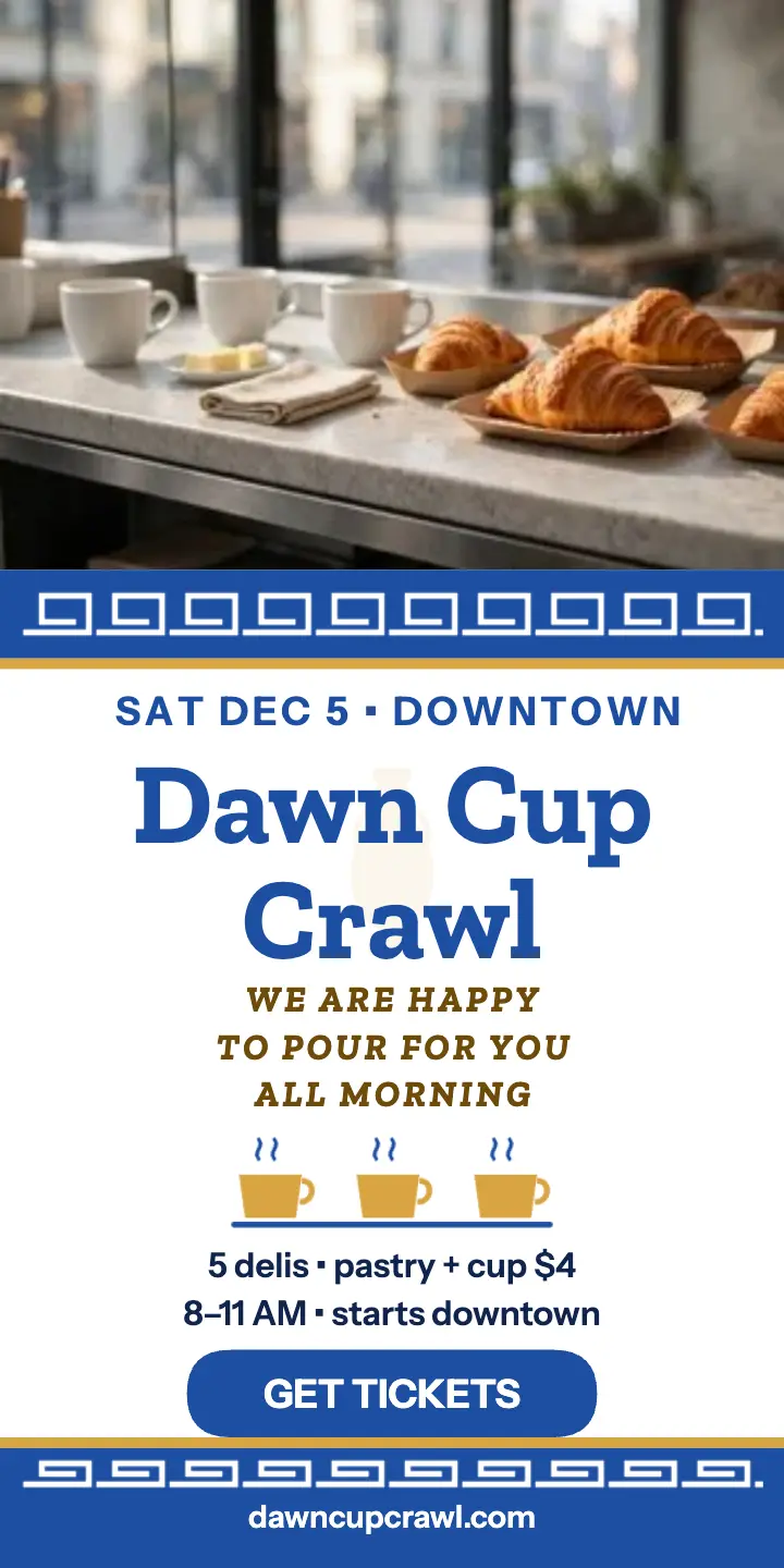Dawn Cup Crawl breakfast ad, diner cup template