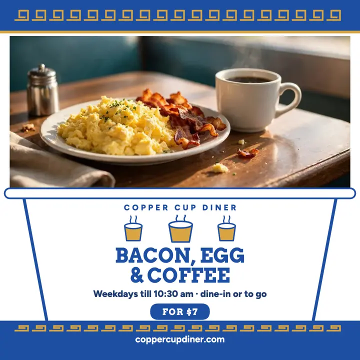 Copper Cup breakfast deal, diner cup template