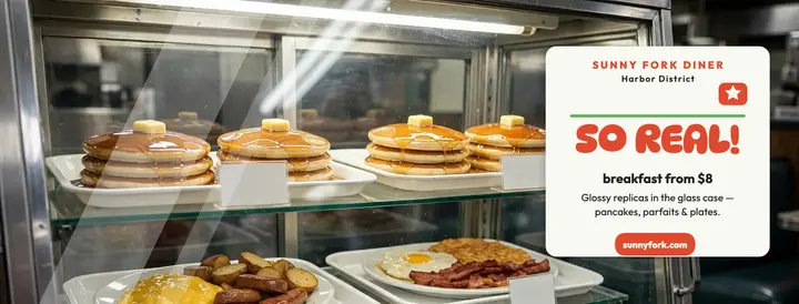 Sunny Fork Diner display case cover template