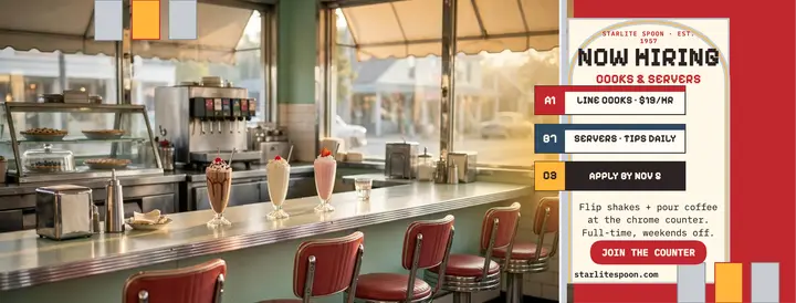 Starlite Spoon diner hiring cover: diner hiring cover template
