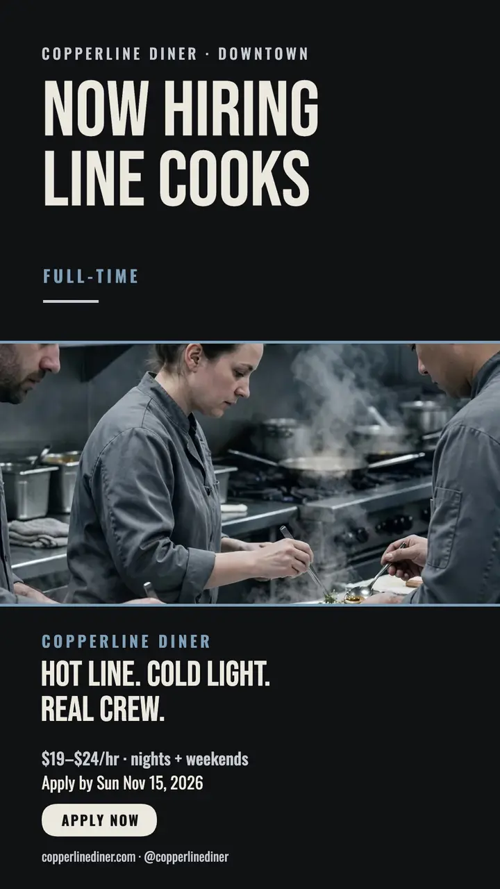Copperline Diner line crew hiring story template