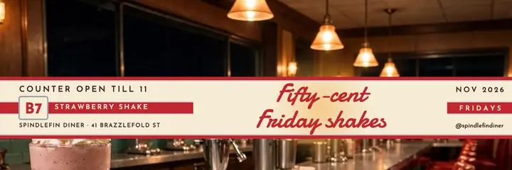 Spindlefin Diner milkshake Fridays jukebox header template