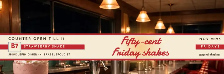 Spindlefin Diner milkshake Fridays jukebox header: diner x header template